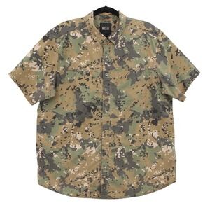 5.11 Tactical Wyatt Print Shirt Men Large Camo Snap Front Short Sleeve